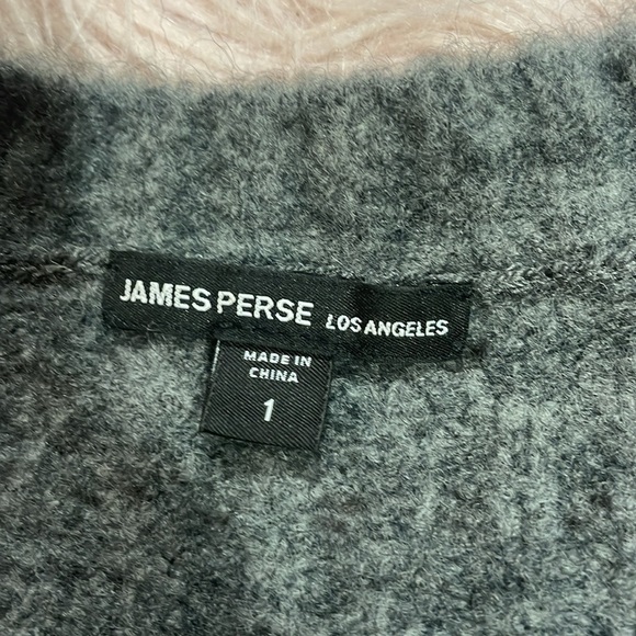James Perse Pointelle Striped Gray Blue Wool Blend Crewneck Sweater - Picture 2 of 9
